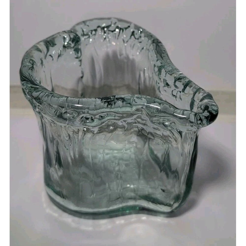 Freeform Recycled Glass Heart Abstract Vase Beachy Cottage Unique Rustic